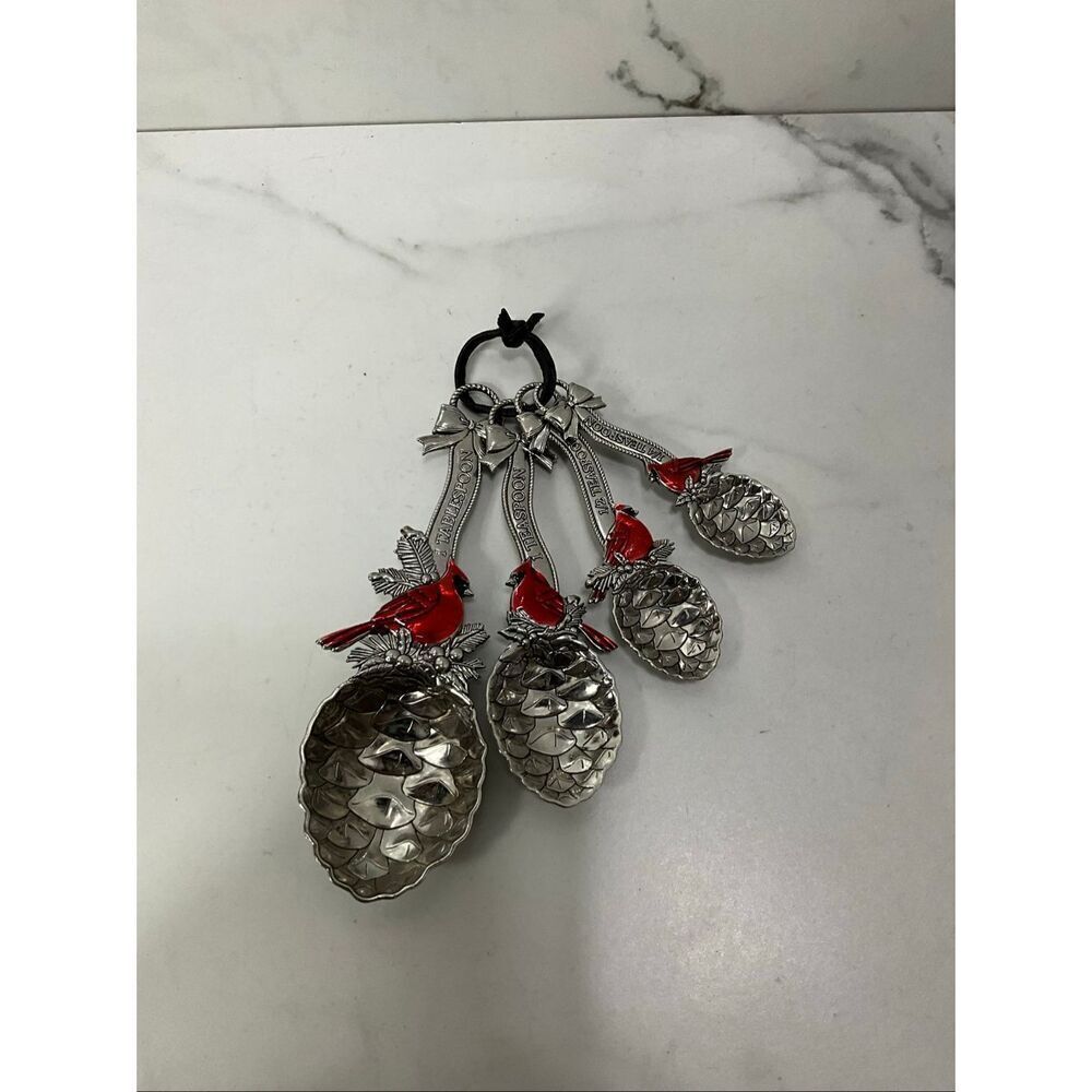 GANZ Red Cardinal and Pinecone Measuring Spoon Set